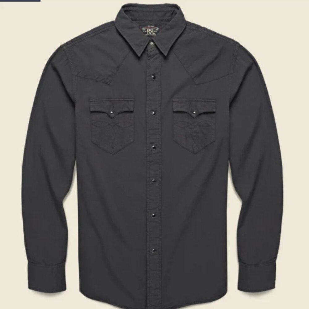 Rare RRL Slim Fit Twill Western Shirt - Black (M)
